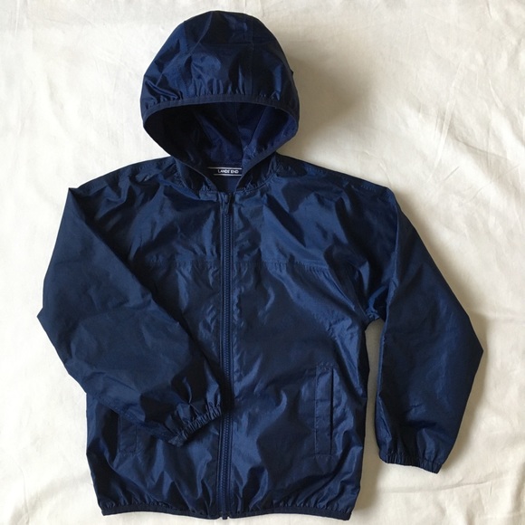 Lands' End Navy blue Windbreaker size 7 large Jacket Navy Blue Full Zip EUC. - Picture 6 of 13